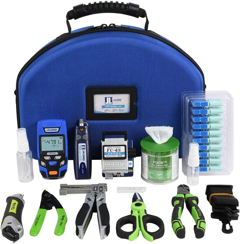 Optical Fiber ToolKit JFH-63D FTTH Loss Tester Kit Optical Power Meter OPM-22 + Visual Fault Locator VFL-22M+Miller Stripper+Fiber Cleaver FC-6S+Kevlar Scissors KS-K2+50pieces SC UPC Fast Connectors