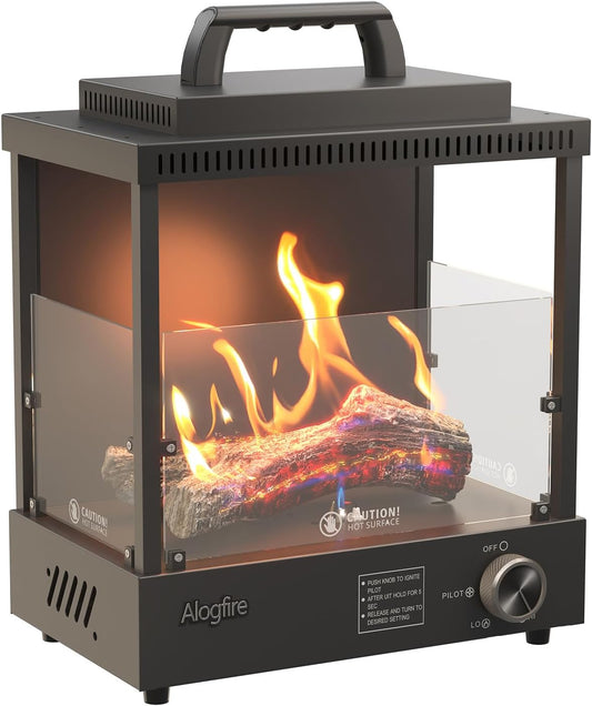 Portable Gas Fire Pit, 8200 BTU Propane Gas Heater and Outdoor Real Flame Tabletop Fire Bowl with Safety Protection for Camping, Fishing, Hiking