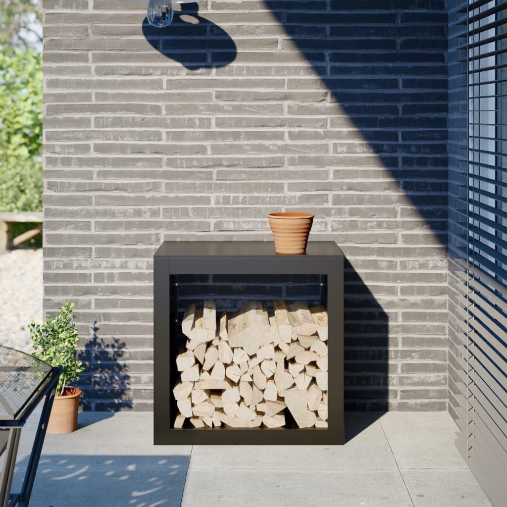 RMIHSJG Steel Firewood Rack Holder for Fireplace and Log Burner, Durable Weatherproof Outdoor Wood Storage Stand to Keep Logs Dry and Organized