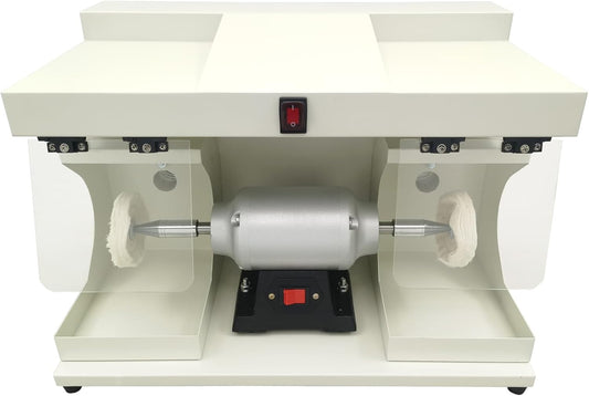 110V 550W Double-station Dental Lab Polishing Machine Lathe Buffing Grinder for Jewelry Casting with Lighting and Vacuum Tube 3000rpm 35m/s Linear Speed