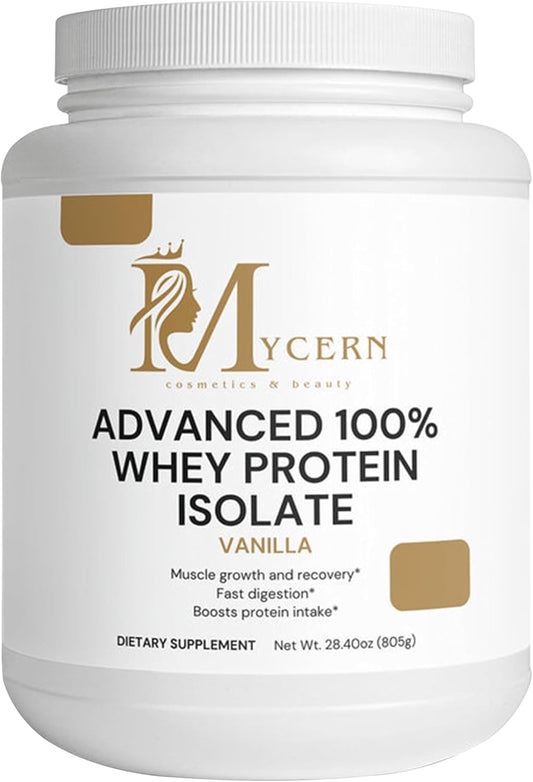 Advanced 100% Whey Protein Isolate Powder – Vanilla Flavor, 22g High Protein Per Serving, with MCT Oil & Apple Pectin, Low Calorie Whey Isolate Protein Powder, Made in USA – 28.4oz Protein Shake