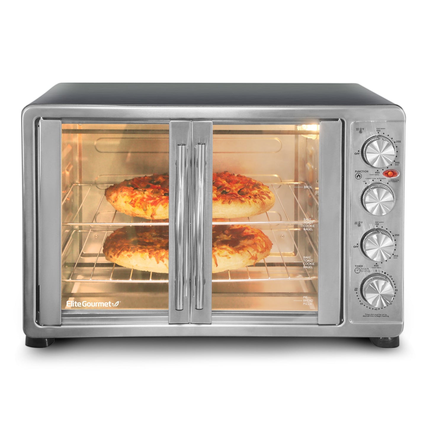 Elite 14-Slice Silver Convection Toaster Oven with Rotisserie and Automatic Shut-Off (1500-Watt) ETO4510B
