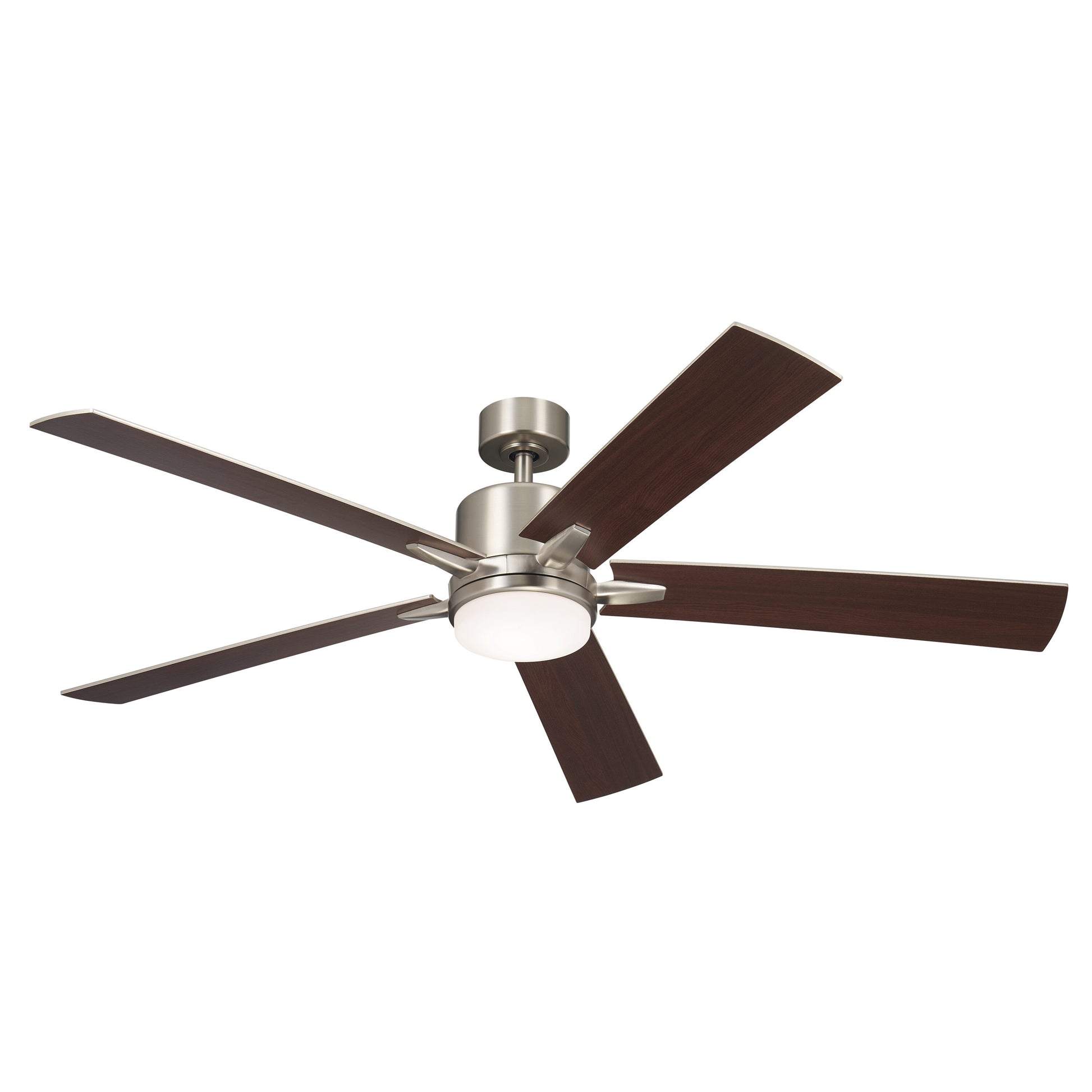 Kichler Lucian 60-in Integrated LED Brushed Nickel with Walnut Blades Ceiling Fan With Light ( 5 -Blade )
