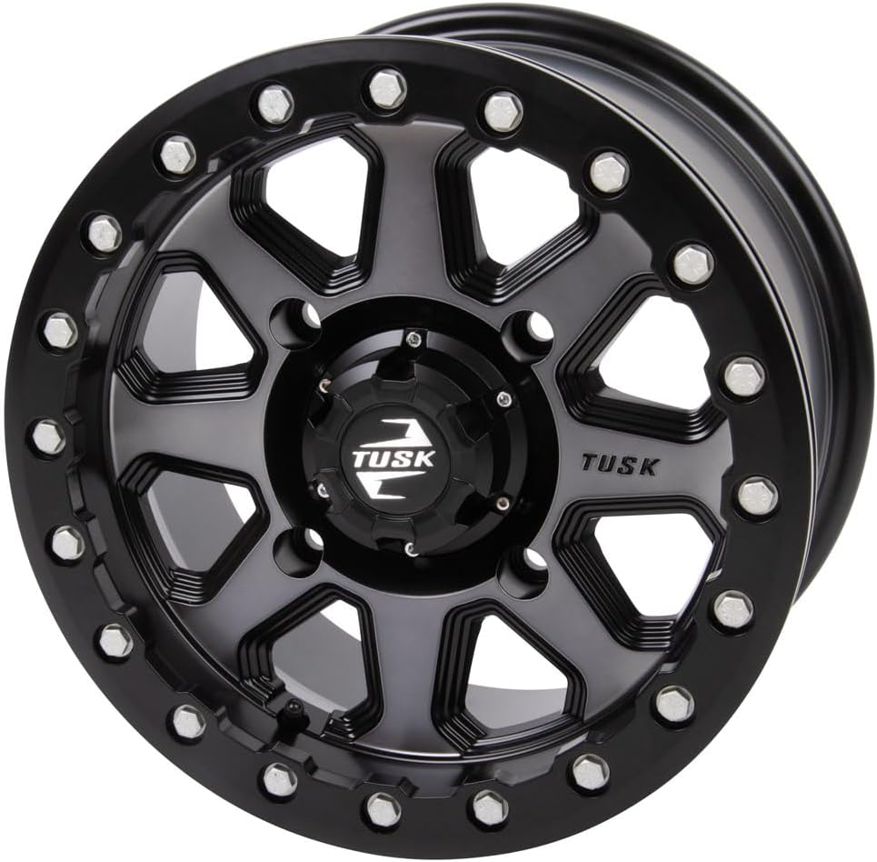 4/156 Tusk Uinta Beadlock Wheel 14x7 5.0 + 2.0 Gunmetal/Black For Polaris RZR XP Turbo EPS 2016-2021