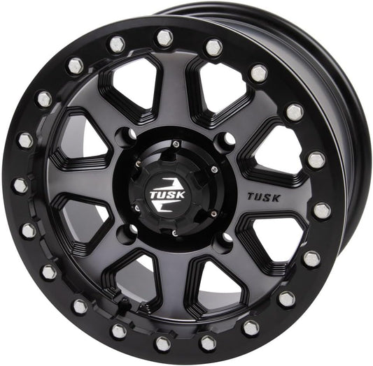 4/156 Tusk Uinta Beadlock Wheel 14x7 5.0 + 2.0 Gunmetal/Black For Polaris RZR XP Turbo EPS 2016-2021