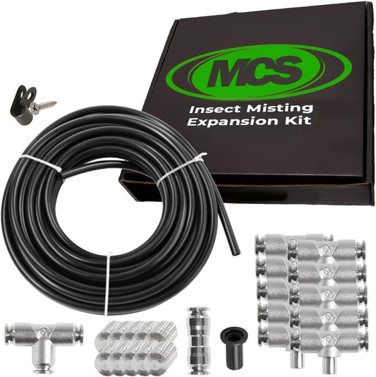 Insect Misting System - Expansion Kit 1/4'' Quarter Inch Compatible - for Mosquitos, Flies, Pests, Repairs, Expansion, Tune-up, Backyard, Patio, Barns, Gardens, Greenhouses, Farms, Stables