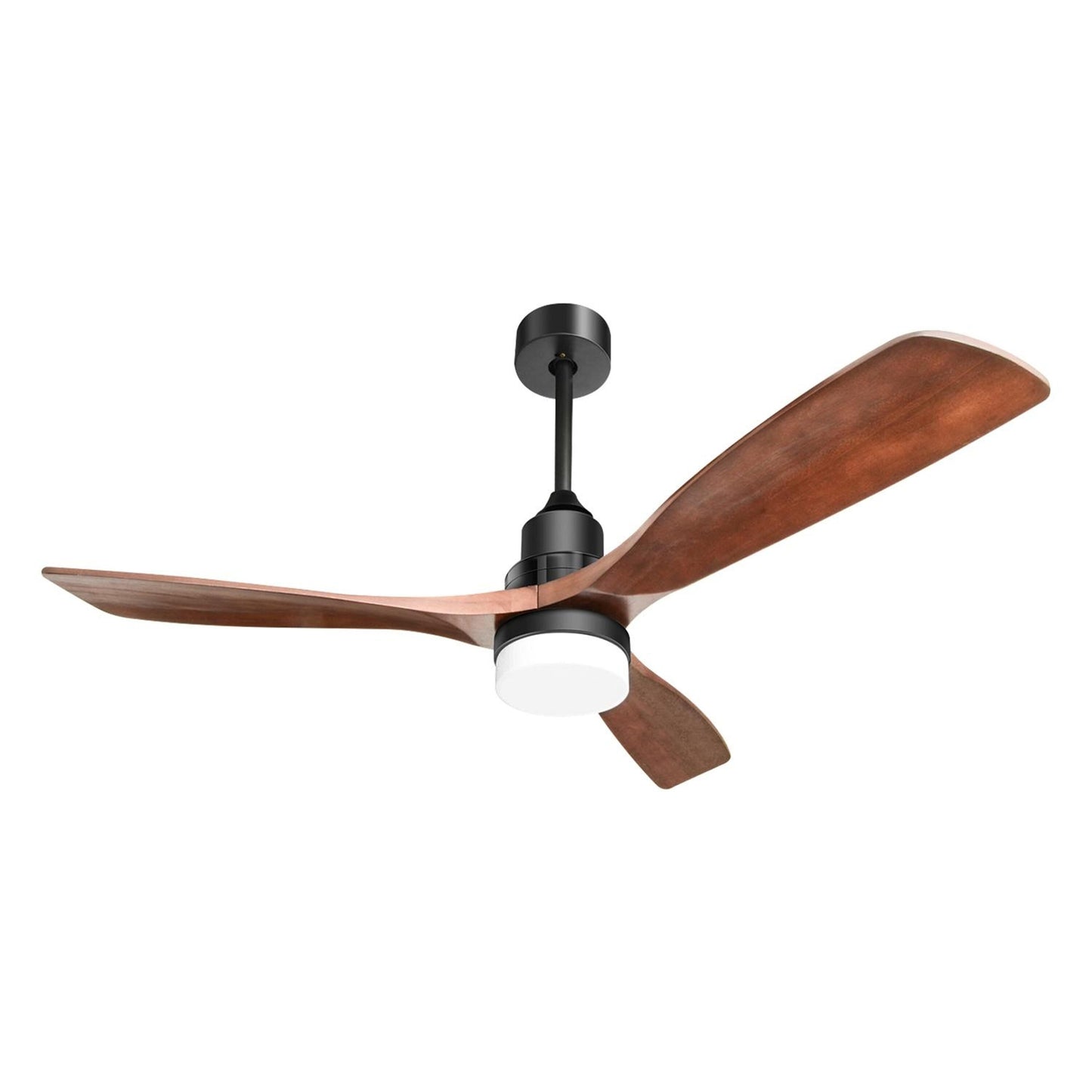 BABOOM 52-in Integrated LED Black with Wood Blades Ceiling Fan With Light - Remote Included ( 3 -Blade )