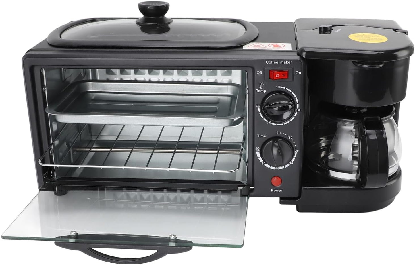 ZIZEV Air Fryer Toaster, 17.9 x 7.7 x 7.5in Countertop Convection 3 in 1 Multifunctional Home Breakfast Station Toaster Oven Electric Breakfast Maker for Kitchen (US Plug