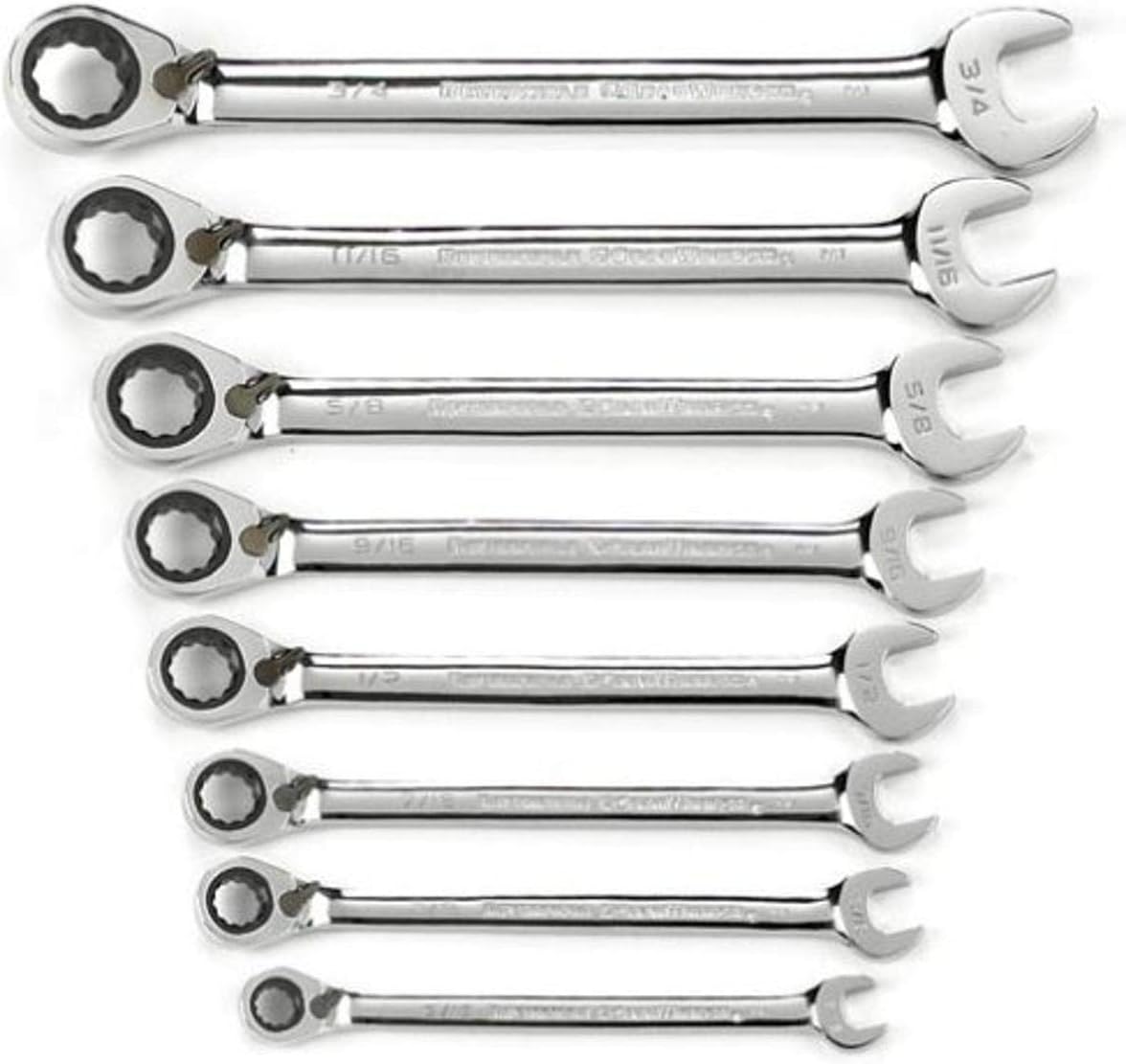 GEARWRENCH 8 Piece 72-Tooth 12 Point Reversible Ratcheting Combination SAE Wrench Set | 9533N