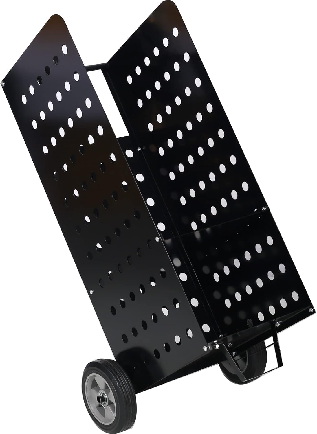 Rolling Dolly Hauler, 200lb Firewood Cart, Fireplace Log Rolling Cart, Wood Rack with 8inch Pneumatic Wheels, Rolls Up and Down Stairs, Heavy Duty in Door Outdoor Rolling Cart - 16.3 x 14.2 x 41 in