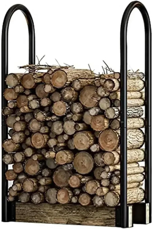 Firewood storage rack Adjustable Steel Log Rack Holder Indoor Outdoor Firewood Storage Shelf Kit 42" H Heavy Duty Black Powder Coated Iron Expandable