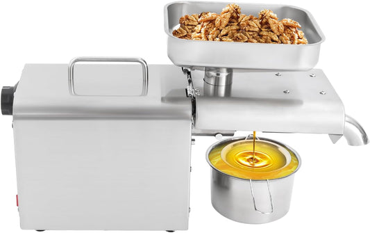 Electric Oil Press Machine 750W Hot & Cold Press Modes, Stainless Steel Oil Maker for Home Use, 98% Extraction Rate, 40-464°F Adjustable, for Peanuts/Sesame/Flaxseeds