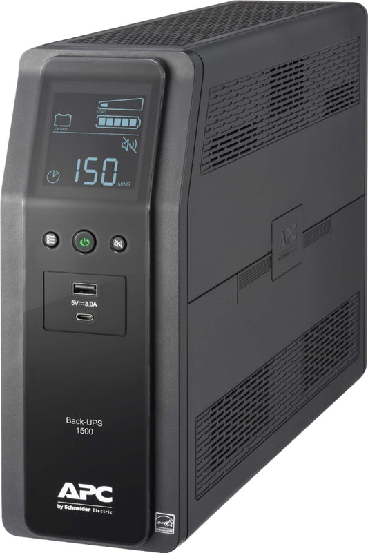 APC - Back-UPS Pro BN 1500VA, 10 Outlets, 2 USB Charging Ports, AVR, LCD Interface - Black