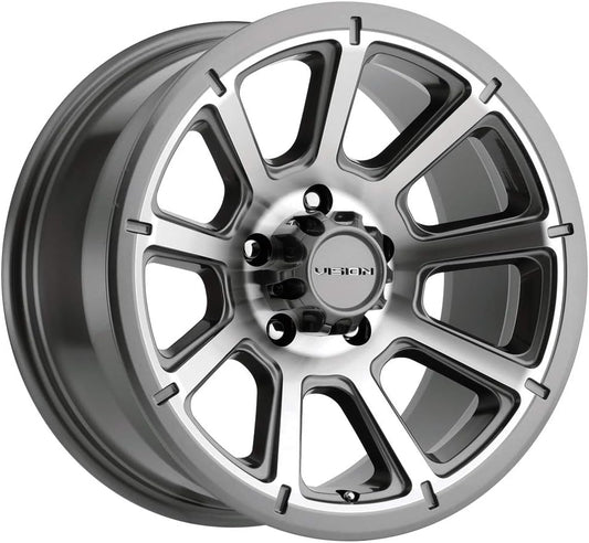 Vision 353 Turbine Trailer 15x6 5x4.5" +0mm Gunmetal Wheel Rim 15" Inch