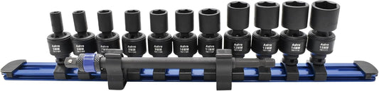 Astro Tools 78111 12pc 1/4" Square & Hex Drive Magnetic Universal 6pt Impact Socket Set for Impact Wrenches & Drivers