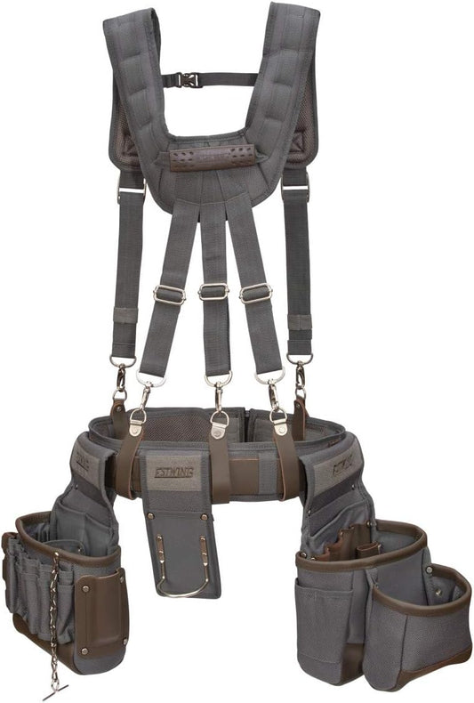 Estwing 13-Pocket Electrician's Tool Rig, Durable Construction, Cooling Mesh-Padded Suspenders, Adjustable Padded Belt, Plentiful Storage