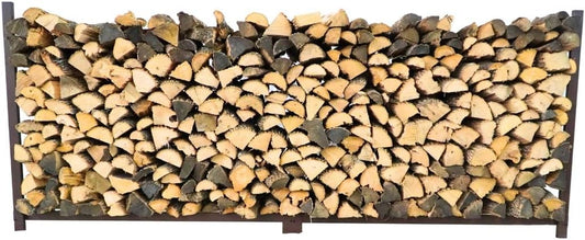 Woodhaven 10 Foot Brown Outdoor Firewood Rack No Cover - Made In USA - Holds 1/2 Plus Cord Of Firewood And Logs - Brown UV-Stable Powder Coat Finish
