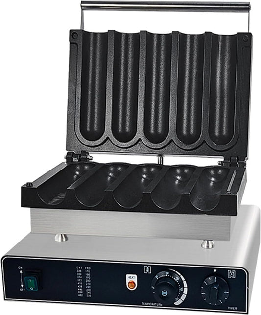 5Pcs Stainless Steel Mexican Chicken Burrito Machine,Fresh Meat Chicken Rolls Waffle Maker,Chicken Loaf Machine with Timer and Temperature Control for Small Mexican Twister