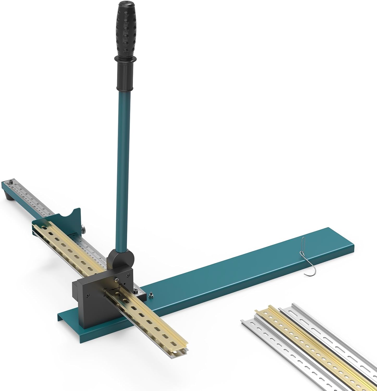 BreeRainz Din Rail Cutter, Double Groove Rail Cutter Tool w/Dual Scale Measuring Ruler, for 1.4 Inch Iron Aluminum Rails