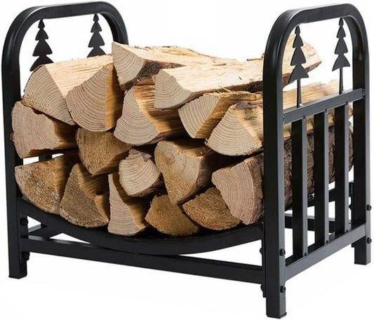 Log Store Firewood Rack Outdoor Firewood Log Hoop Black Powder Coated Steel Wood Rack For Firewood Lumber Wood Store