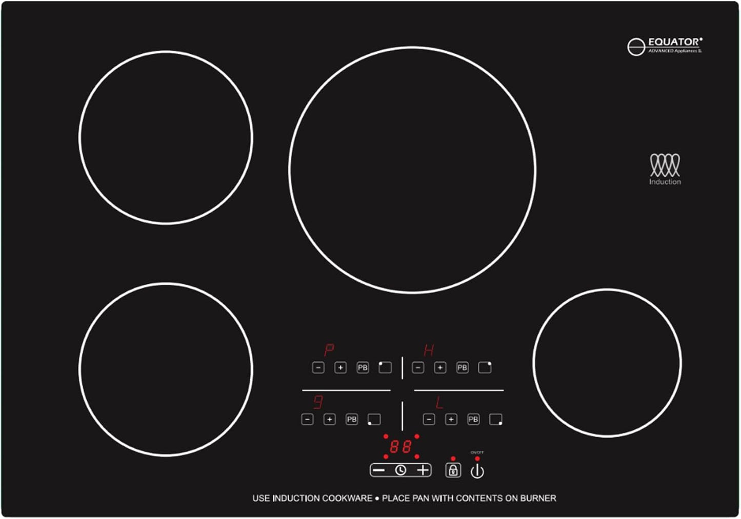 Equator 30" Built-in 4 Burner Induction Cooktop 9 Level POWER BOOST 220V