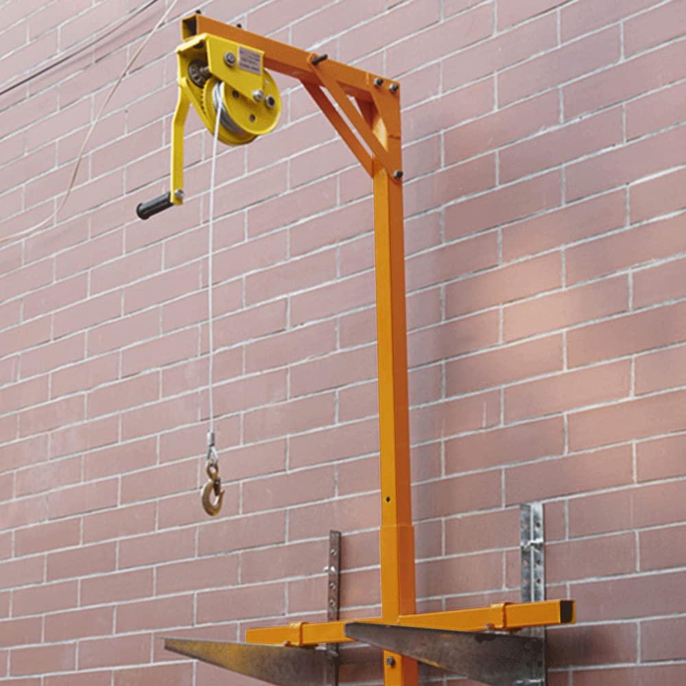 Air Conditioner Outside Installation Lifting Tool, Hand Winch Outdoor Crane Bracket Crane with 49.2 Feet Rope, Special Hanger for Air Conditioning Installation