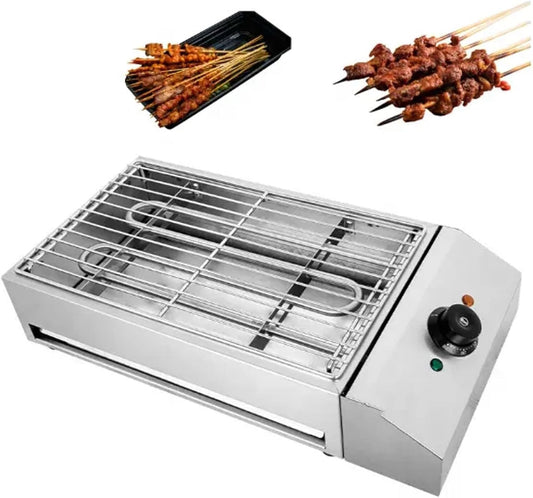 Electric Barbecue Grill, 2600W Portable Smokeless BBQ Cooking Grill, 50-300℃ Household Stainless Steel Skewers, With Oil Drain Pan, For Outdoor Picnic, Party, BBQ Restaurant