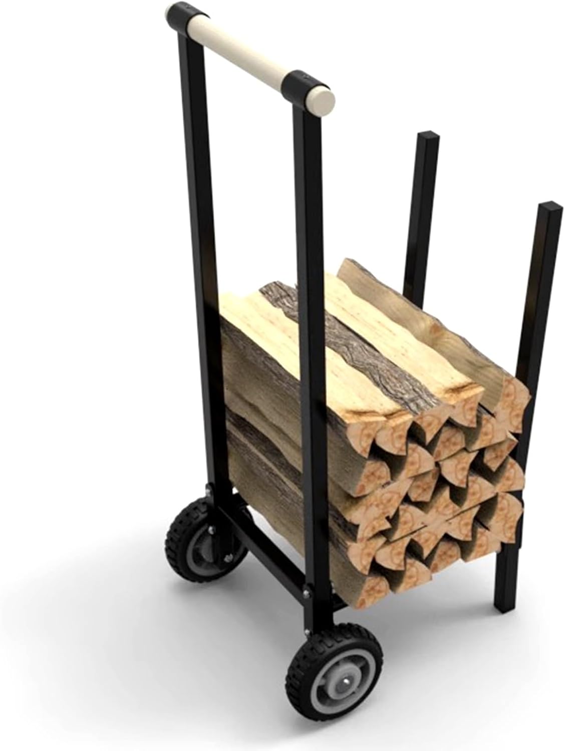 Firewood Log Rack Firewood Rack for Storing Fireplace Log, Fireside Log Organizer Holder with Roller Wheels, Indoor Outdoor Patio Backyard Wood Stacking Stand(