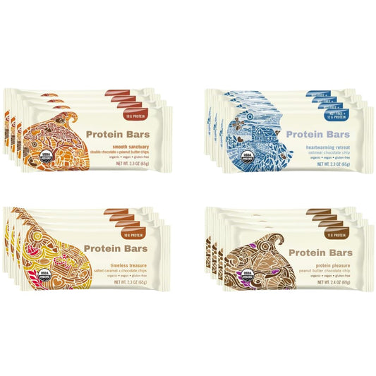 Assorted Protein Bars Variety Pack, Organic Vegan Bars - 2.3 Ounce Bars (16 Pack)