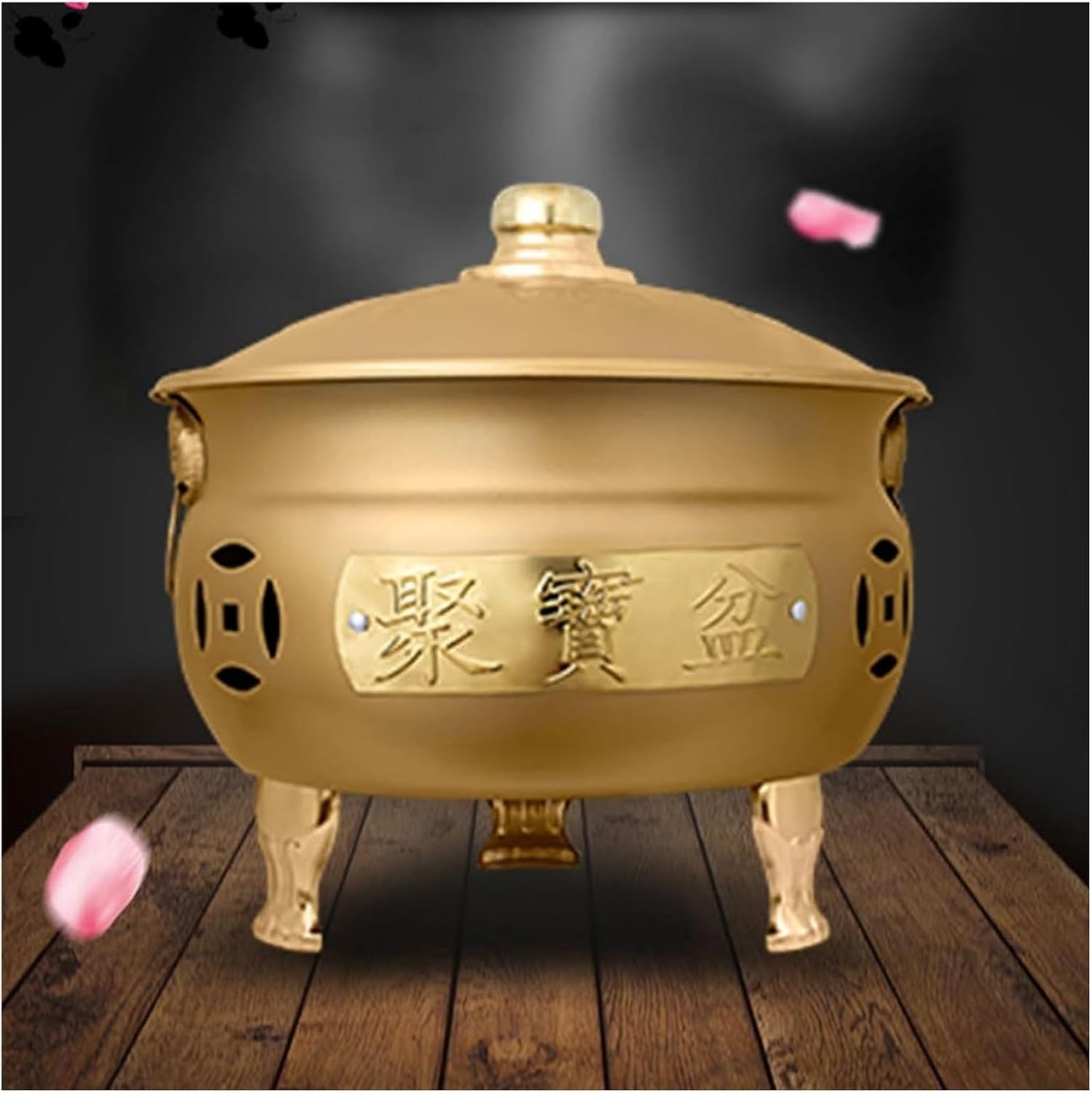 Smokeless Burn Barrel,Burn Barrel, Trash Burning Barrels for Outside，Portable incinerators，with Anti-scalding Handle Burn Barrel，(Gold,36cm(14.2in))