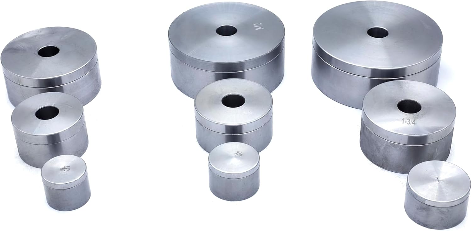 9 Piece Dimple Die Set : 1/2", 3/4", 1", 1-1/4", 1-1/2", 1-3/4", 2", 2-1/2", 3"