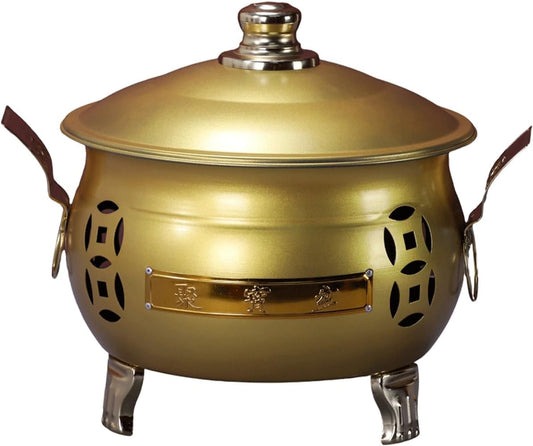 CMYCYDDPLY Outdoor Burn Barrel, Incinerator with Lid, Metal Fire Pit, Double Handle Trash Burning Containers, for Burning Garbage Leaves(Gold,50cm\/20in)