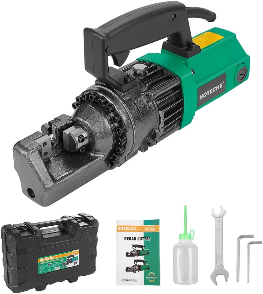 Hoteche 5/8-Inch Electric Hydraulic Rebar Cutter – 750W Portable Steel Bar Cutting Machine, 10-Ton Pressure, 2.5s Fast Cut, 120V Corded Electric Rebar Cutting Tool for 4-16mm Steel Rods