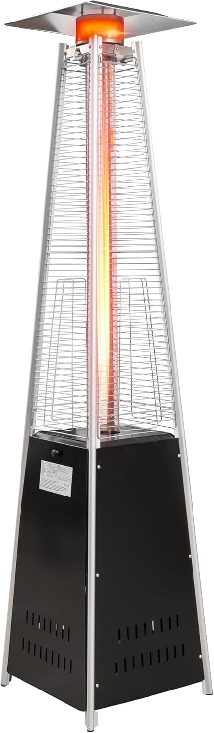 Vilobos Outdoor Patio Heater, Pyramid Standing Gas LP Propane Heater with Wheels 87 Inches Tall 42000 BTU for Commercial & Residential Courtyard (Black)