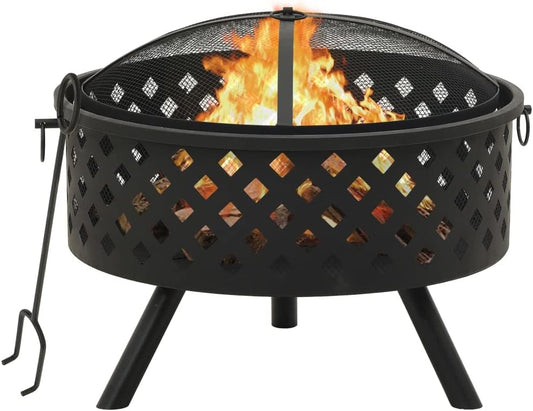 Fire Pit with Poker 26.8" XXL Steel 311890