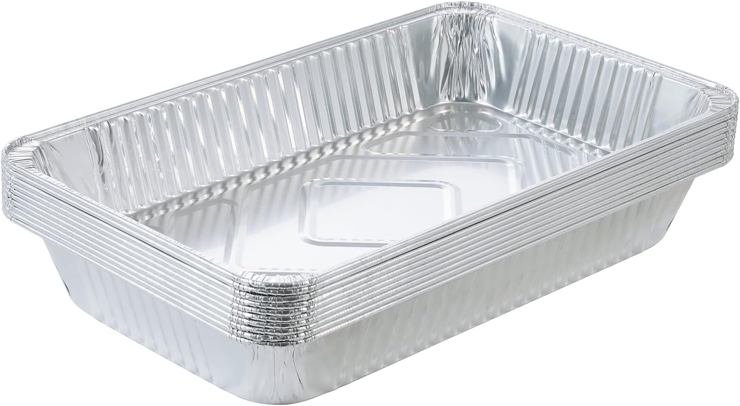 Aluminum Deep Foil Pans Full Size, Large Disposable Roasting & Baking Pan, 21"x13" (10 Pack) Extra Heavy Duty Chafing Trays for Hotels, Restaurants, Heating, Buffets & Bakeware
