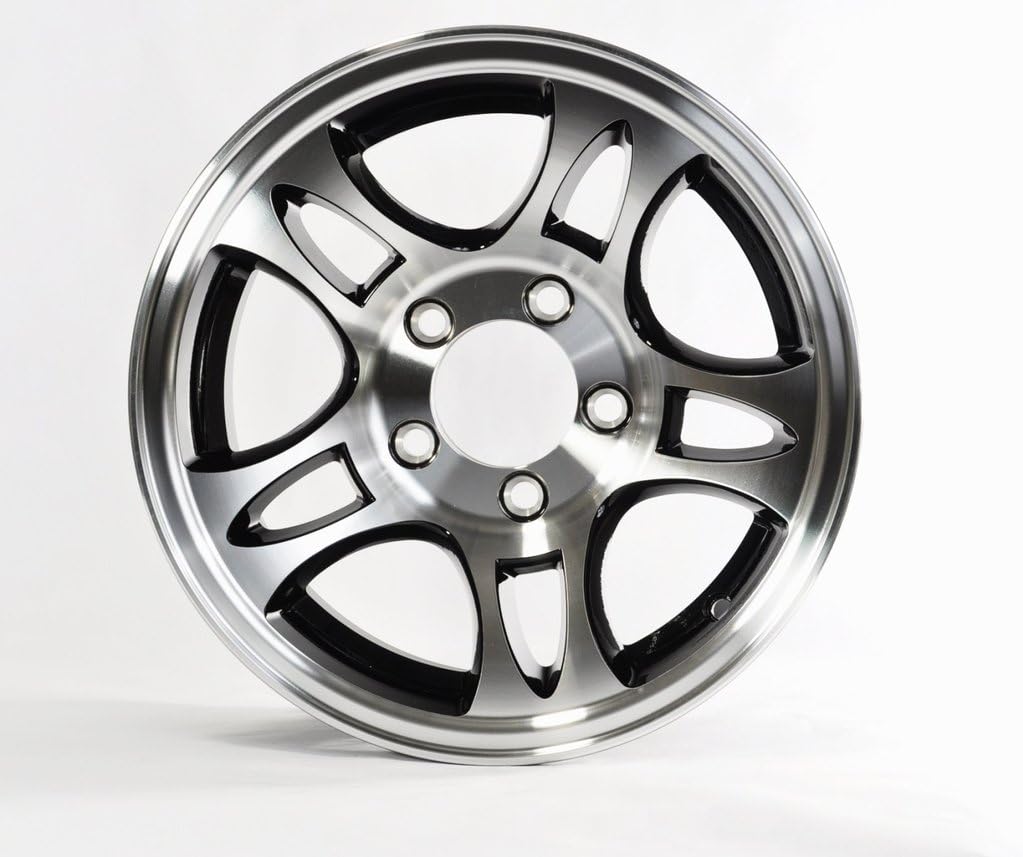 15x6 Black Machined Aluminum Bullet Trailer Wheel 5 on 4.50 Bolt Pattern