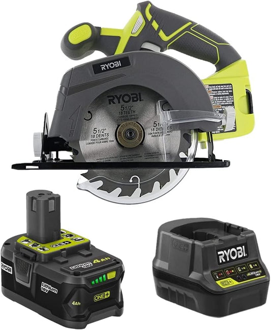 RYOBI 18-Volt Cordless 5 12inch Circular Saw Kit with a 4Ah Battery and Charger (No Retail Packaging)