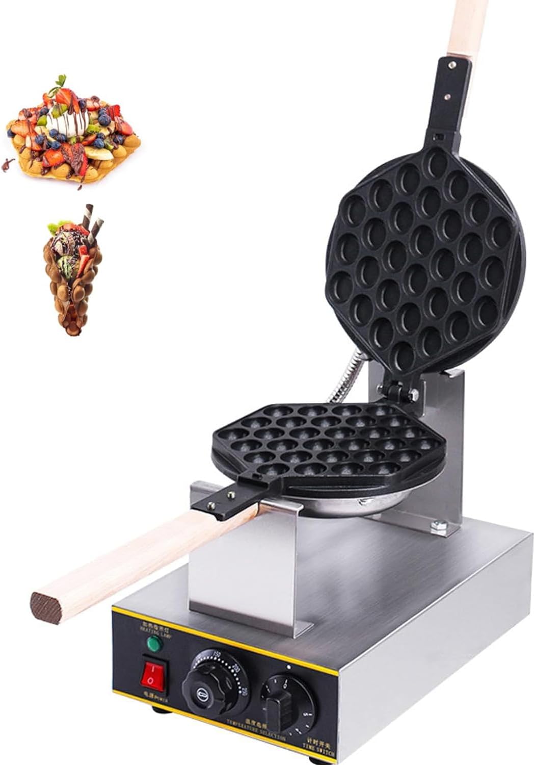 Bubble Waffle Maker, 1300W Commercial Non-Stick Egg Waffle Maker, Electric Bubble Waffle Baker, 180° Rotating Pan, 50-250℃ Temperature Adjustable, for Restaurants, Home, Kitchens