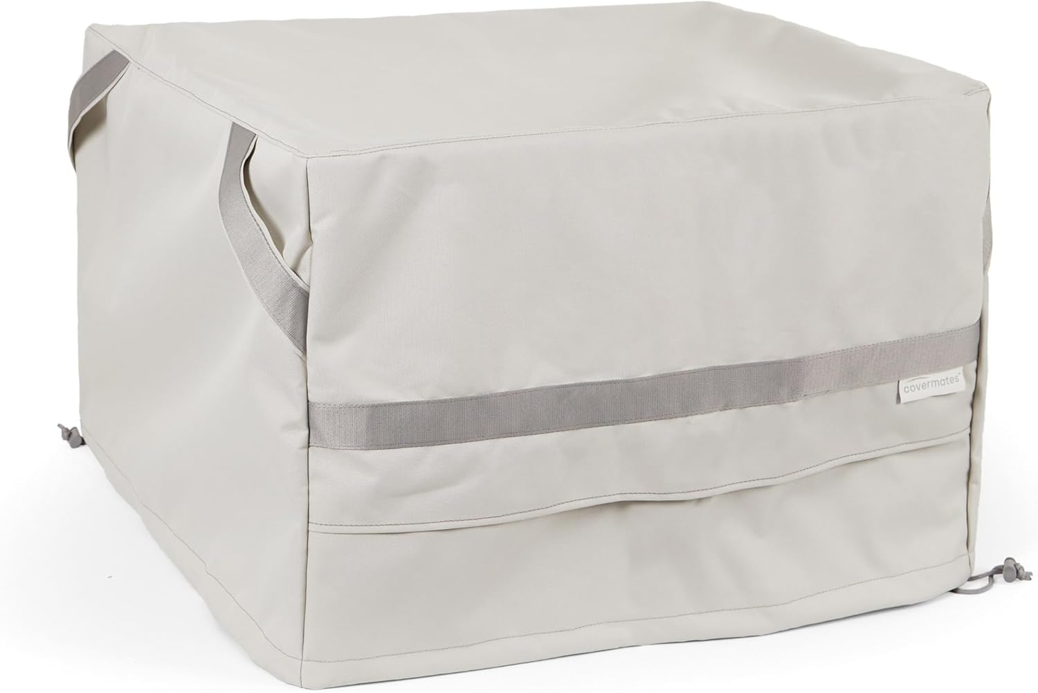 Covermates Square Firepit Cover - Premium Polyester, Weather Resistant, Drawcord Hem, Fire Pit Covers, Square 42W x 42D x 25H, Stone