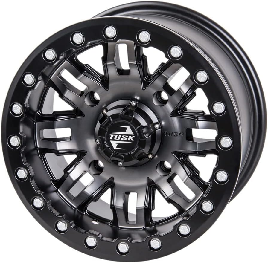 Tusk 4/137 Teton Beadlock Wheel 15x7 5.0 + 2.0 Gun Metal/Black Compatible with Can-Am Maverick X3 Max X RS Turbo RR 72 Inch 2020-2024