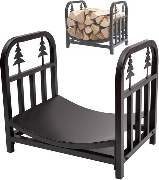 Outdoor Fireplace Firewood Rack Firewood Holder Indoor Tree Pattern Wrought Iron Heavy Duty Wood Log Store Store.