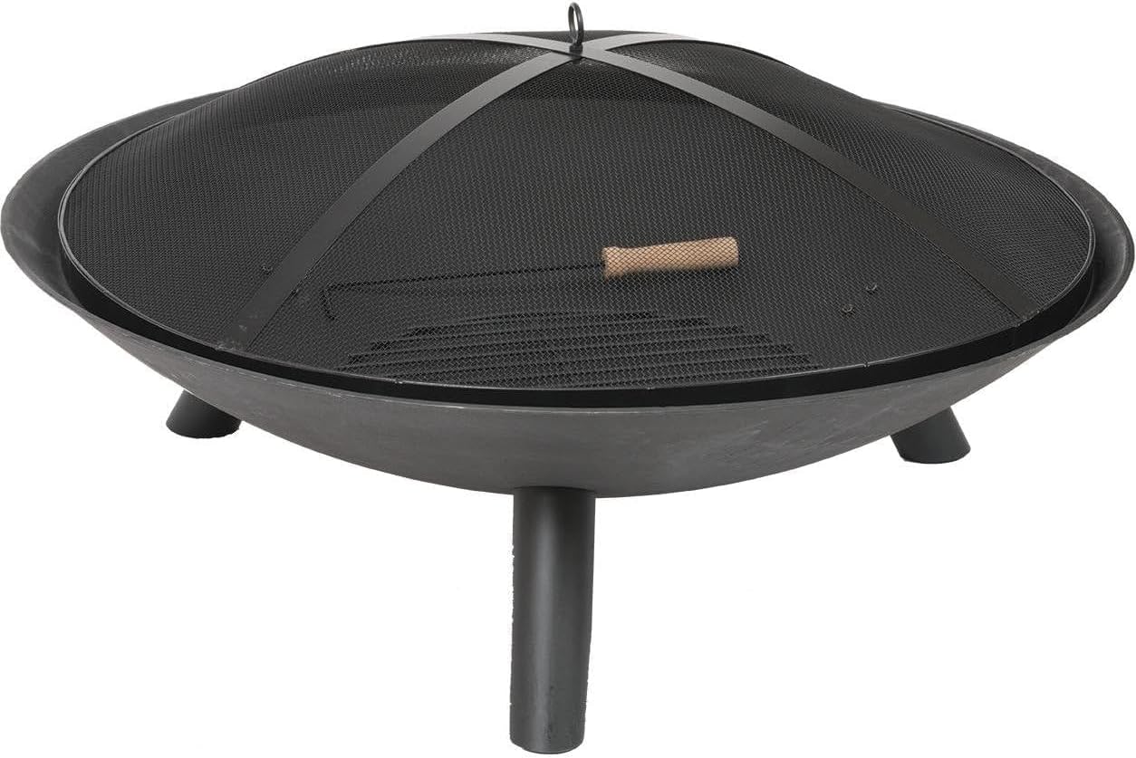 Deep Bowl Style Wood Burning Fire Pit, Black