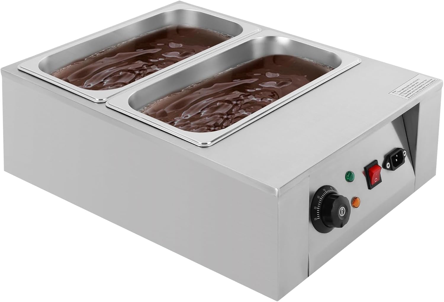600W 110V Chocolate Melting Machine, 2-Tanks Commercial Chocolate Tempering Machine, Total Capacity 17.6lbs, Chocolates Melter Pot for Restaurants, Bakeries, Coffee Shops