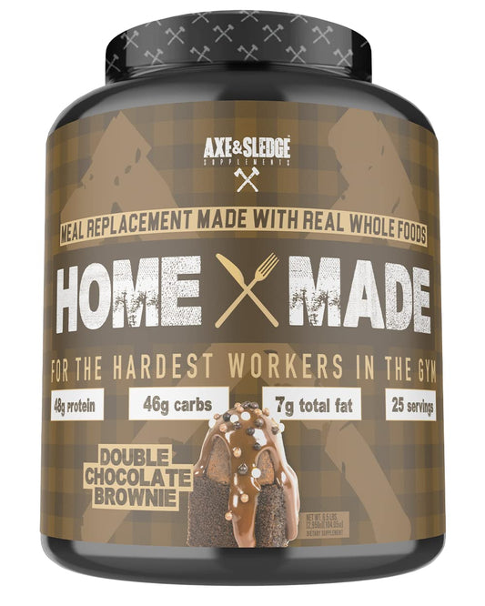 Axe & Sledge Supplements Home Made Whole-Foods-Based Meal Replacement Powder with Digestive Enzymes, Protein, Carbohydrates, and Fats, 25 Servings, Chocolate Brownie