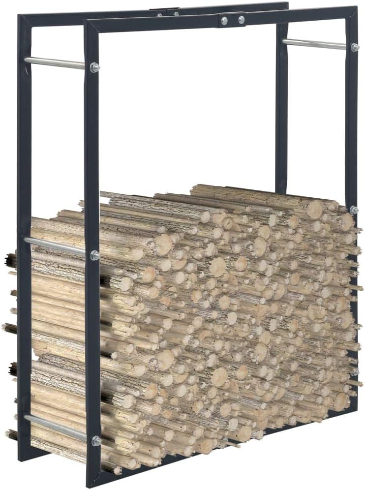 WEMYUFURN Heavy-Duty Steel Firewood Rack with Rectangular Design for Fireplace Log Storage and Organized Wood Holder