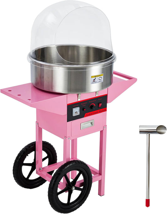 Electric Cotton Candy Machine - 980W Commercial Floss Maker, Stainless Steel Bowl, Sugar Scoop, Drawer, High-Powered Efficiency, Precision Temperature Control, Ideal for Home, [Pink]