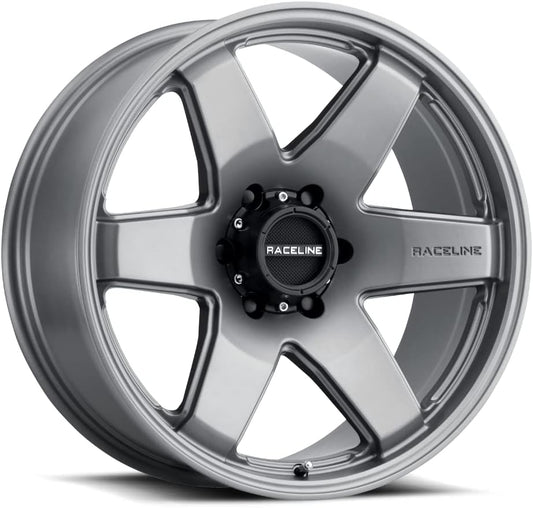 Raceline Wheels 942GS ADDICT Wheel Greystone 18X9"6X139.7 Bolt Pattern +12mm Offset\/(5.5"B\/S) 6 Spoke Aluminum Passenger Car Wheels, Full Size Replacement Greystone Car Rims