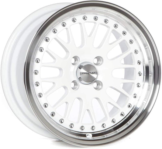 Circuit Performance CP21 15×8 Gloss White Wheel 4×100 [+25mm] compatible with Honda Civic EK EG, Acura Integra, BMW E30, Mazda Miata