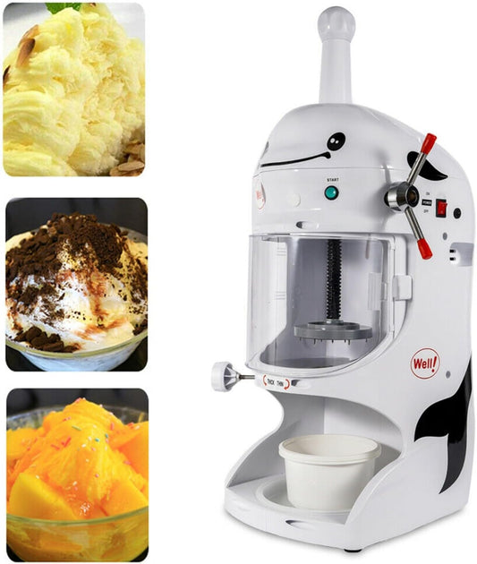 110V Commercial Ice Shaver Machine, 350W Electric Snow Cone Maker Premium Ice Crusher Shaving Perfect for Parties Events Snack Bar, Leisure Coffee Restaurant